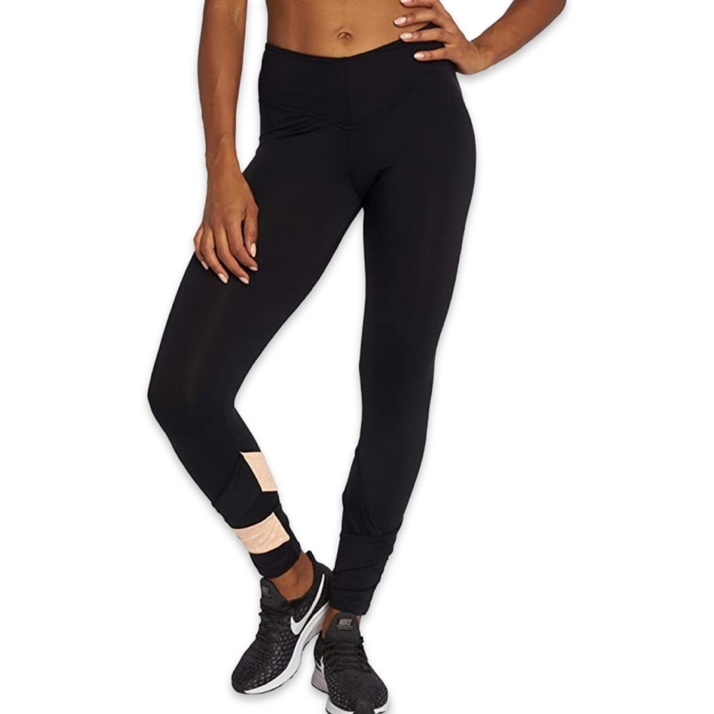 NEBBIA High Waisted Asymmetrical 7/8 Leggings in Black and Light